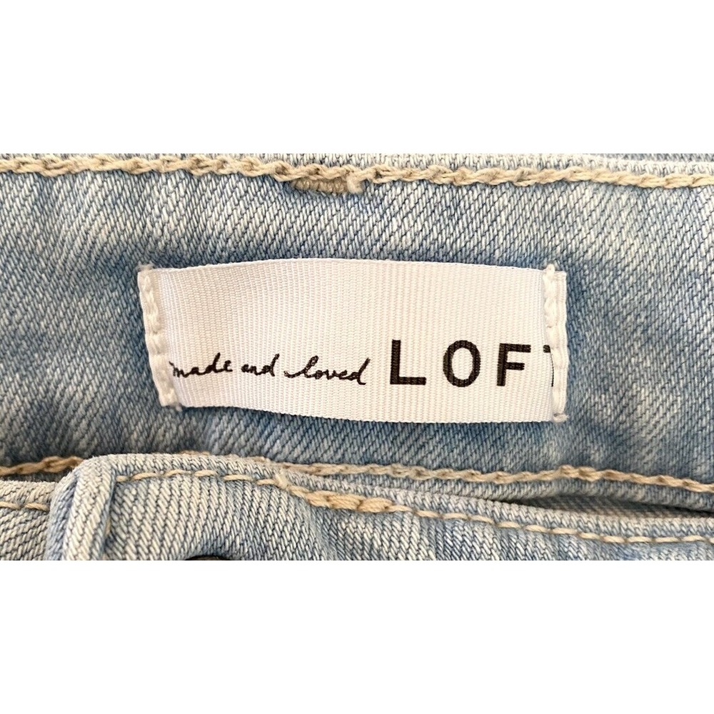 Ann Taylor LOFT Womens Girlfriend Ankle Jeans Size 8 Patched Light Indigo Wash - Picture 4 of 6